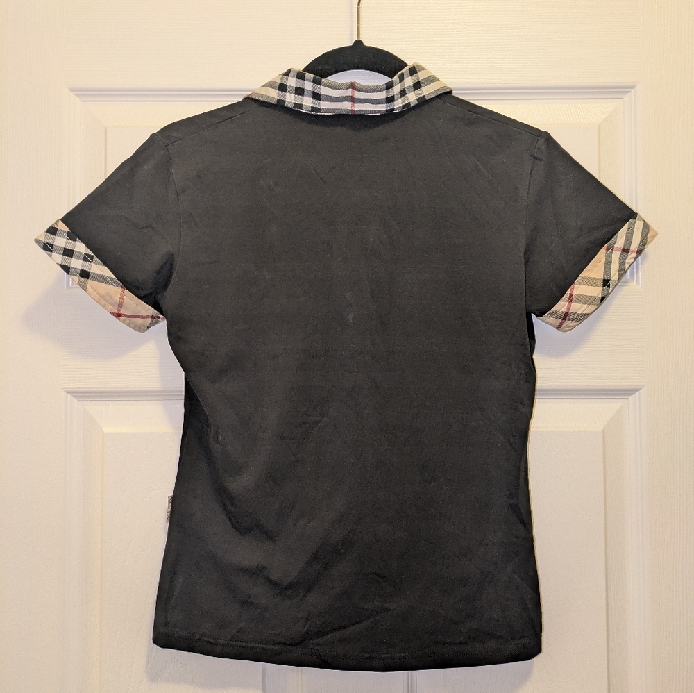 Burberry Charcoal Polo with Check Trim - Picture 3 of 3